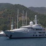 A superyacht at Göcek near Fethiye, Turkey.