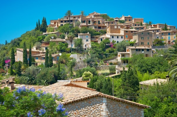 Deià, a small coastal village in the Serra de Tramuntana, which forms the northern ridge of the Spanish island of Mallorca.