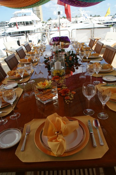 From the 2nd Annual Perfect Setting Tabletop Challenge (2009) presented each year by Yacht Next at the Lauderdale Boat Show. 1st Place Winner in the “Putting on the Ritz” category, yacht stewardess Tonya Witchel, then of M/Y One More Toy. Photo by Suki Finnerty of YachtingToday.TV.