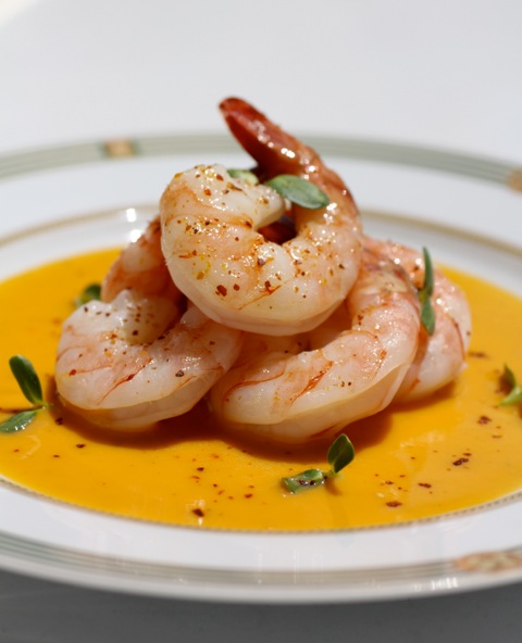 Recipe from Yacht Chef and Author Victoria Allman: Poached Shrimp with Coconut Squash Sauce