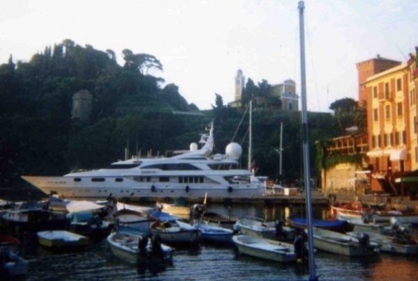 A megayacht Julie worked on docked in Portofino, Italy.