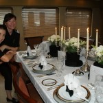 From the 2nd Annual Perfect Setting Tabletop Challenge, presented by Presented by Yacht Next at the 2009 Fort Lauderdale International Boat Show. 3rd Place Winners in the "Putting on the Ritz" category, Gina Loesby and Sarah Harvey, of M/Y "Zelda."