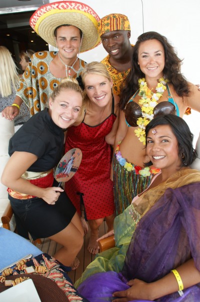 Yacht stew theme night parties Yacht stews theme partying it out! These were participants in the 2nd Annual Perfect Setting Tabletop Challenge (2009) presented each year by Yacht Next at the Fort Lauderdale Inernational Boat Show. Photo credit: Suki Finnerty of YachtingToday.TV.
