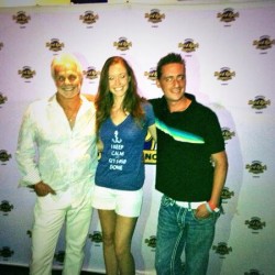 Captain Lee, Chief Stew Adrienne Gang, and Chef Ben Robinson, at the "Below Deck" finale episode viewing party at the Tampa Hard Rock Cafe. Notice Adrienne's shirt. It reads: "Keeping Calm and Get $#!@ Done"