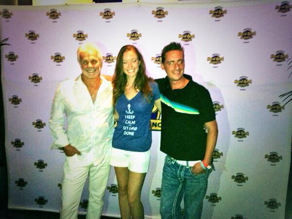 Captain Lee, Chief Stew Adrienne Gang, and Chef Ben Robinson, at the "Below Deck" finale episode viewing party at the Tampa Hard Rock Cafe. Notice Adrienne's shirt. It reads: "Keeping Calm and Get $#!@ Done"